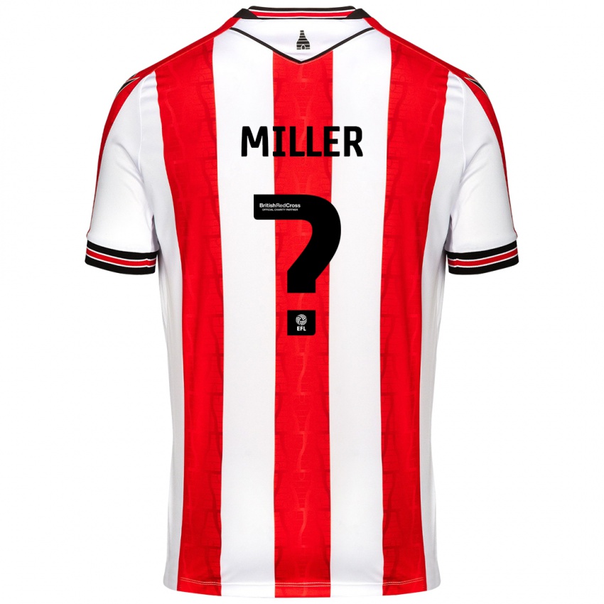 Gyermek Tom Miller #0 Piros Fehér Hazai Jersey 2024/25 Mez Póló Ing