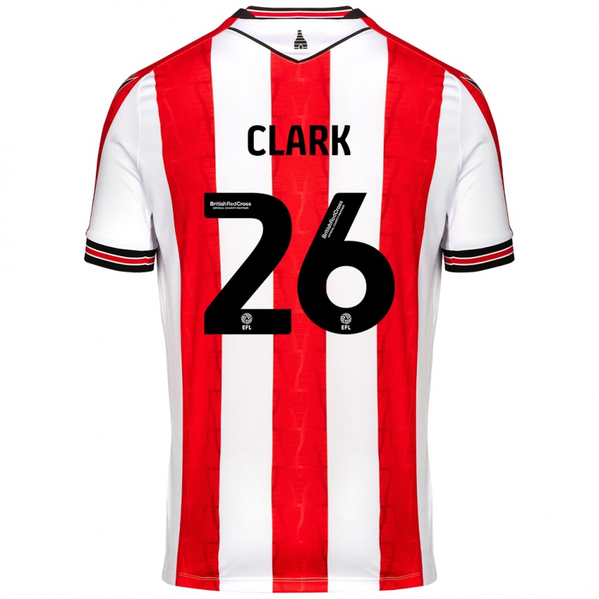 Gyermek Ciaran Clark #26 Piros Fehér Hazai Jersey 2024/25 Mez Póló Ing