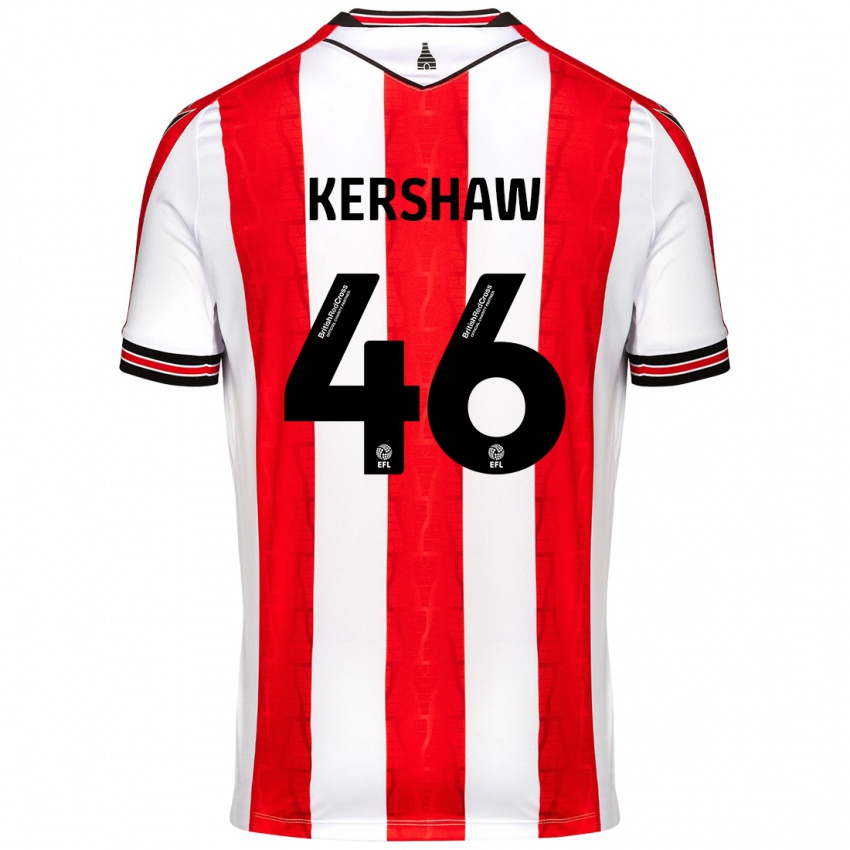 Gyermek Ben Kershaw #46 Piros Fehér Hazai Jersey 2024/25 Mez Póló Ing