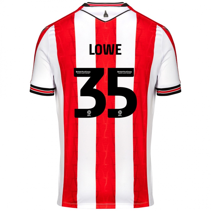 Gyermek Nathan Lowe #35 Piros Fehér Hazai Jersey 2024/25 Mez Póló Ing