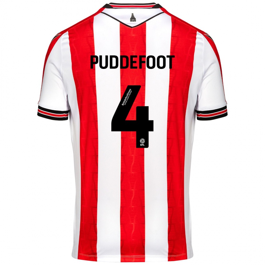 Gyermek Danielle Puddefoot #4 Piros Fehér Hazai Jersey 2024/25 Mez Póló Ing