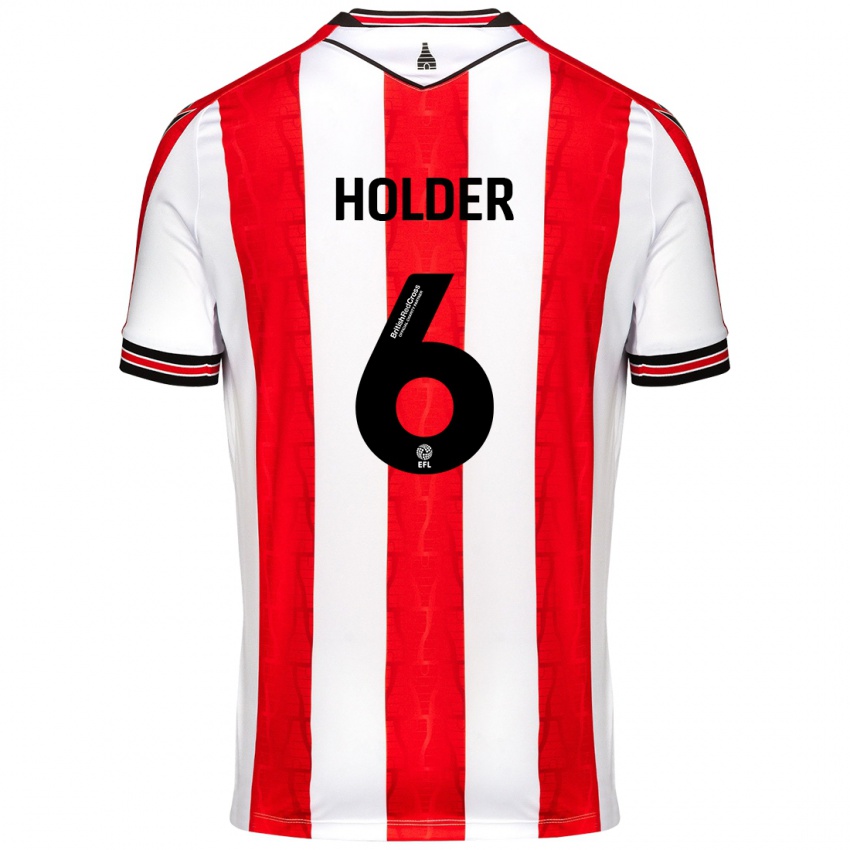 Gyermek Molly Holder #6 Piros Fehér Hazai Jersey 2024/25 Mez Póló Ing