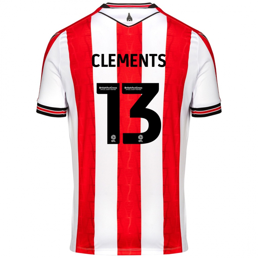 Gyermek Daisy Clements #13 Piros Fehér Hazai Jersey 2024/25 Mez Póló Ing