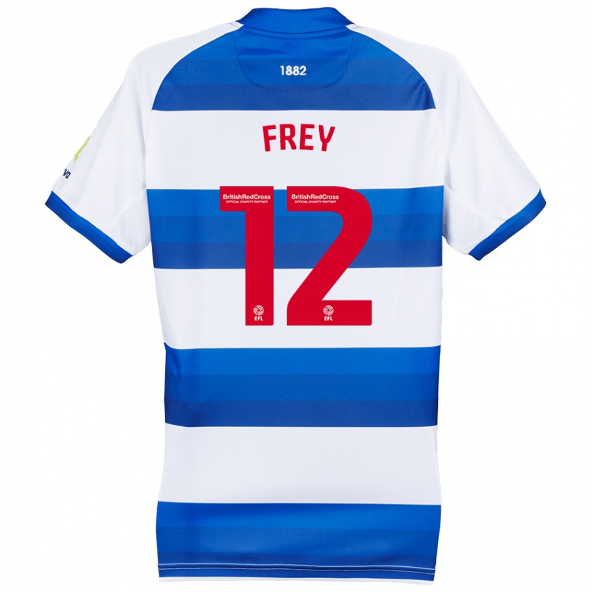 Gyermek Michael Frey #12 Fehér Kék Hazai Jersey 2024/25 Mez Póló Ing