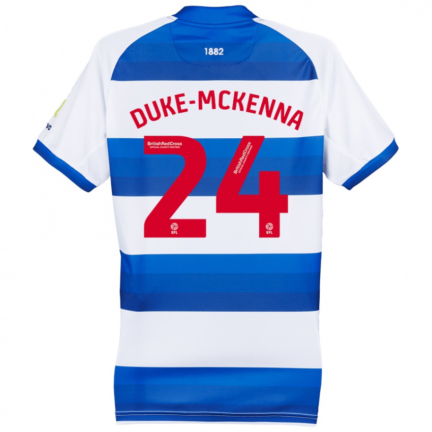 Gyermek Stephen Duke-Mckenna #24 Fehér Kék Hazai Jersey 2024/25 Mez Póló Ing