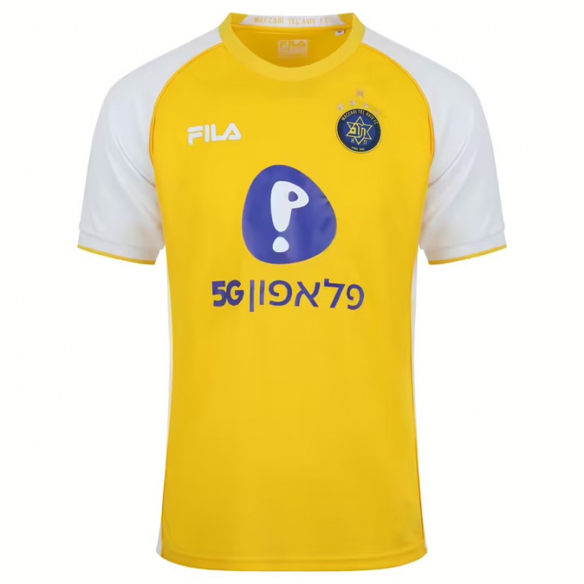 Gyermek Yoyo Aviv #0 Sárga Fehér Hazai Jersey 2024/25 Mez Póló Ing