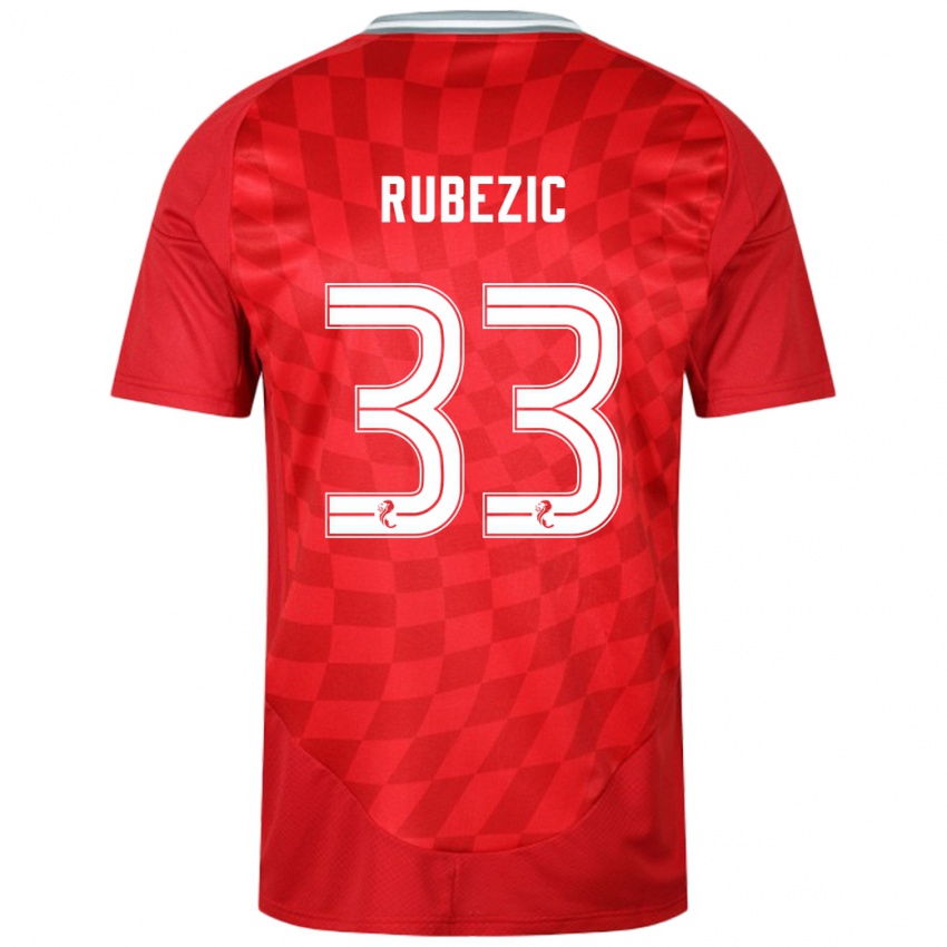 Gyermek Slobodan Rubezic #33 Piros Hazai Jersey 2024/25 Mez Póló Ing