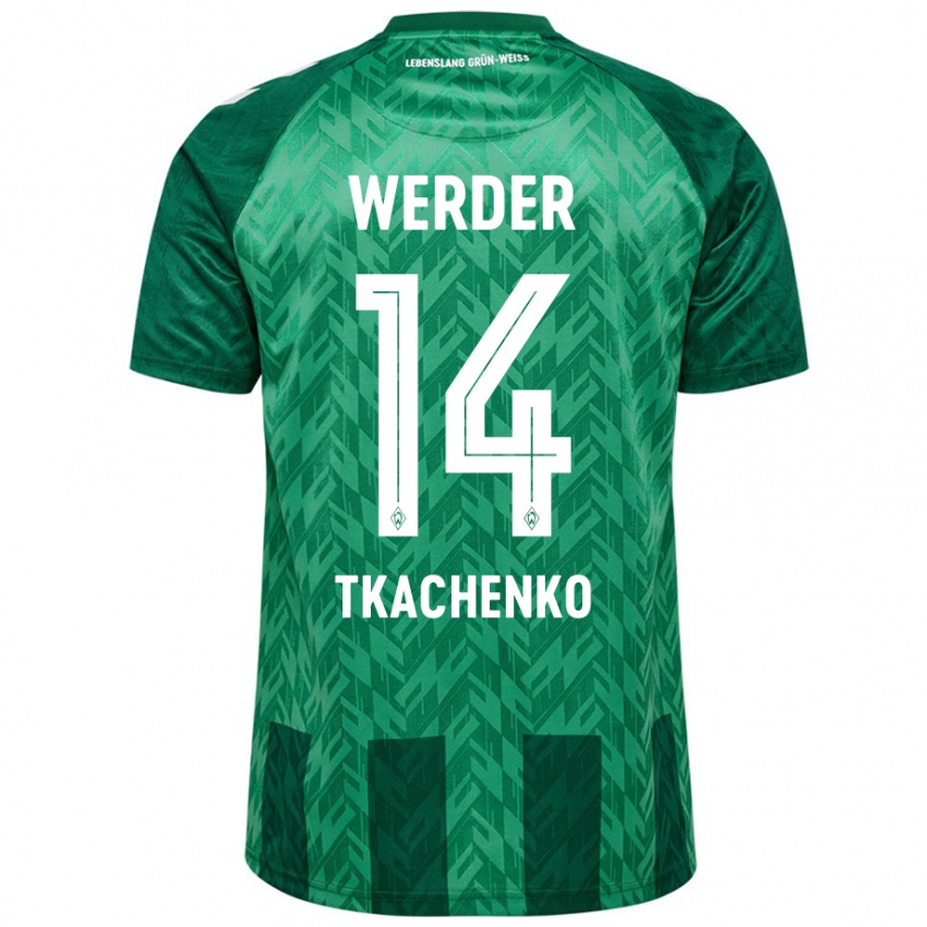 Gyermek Oleksandr Tkachenko #14 Zöld Hazai Jersey 2024/25 Mez Póló Ing