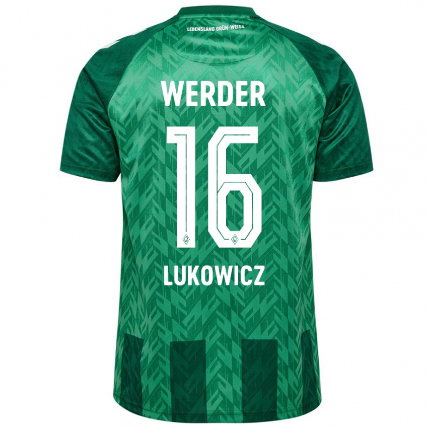 Gyermek Maik Lukowicz #16 Zöld Hazai Jersey 2024/25 Mez Póló Ing