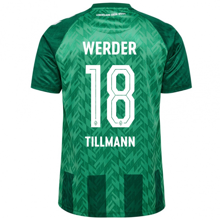 Gyermek Felix Tillmann #18 Zöld Hazai Jersey 2024/25 Mez Póló Ing