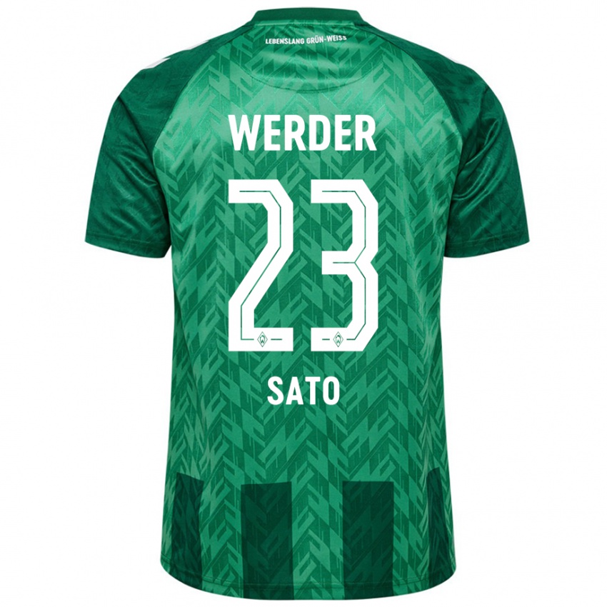 Gyermek Kein Sato #23 Zöld Hazai Jersey 2024/25 Mez Póló Ing