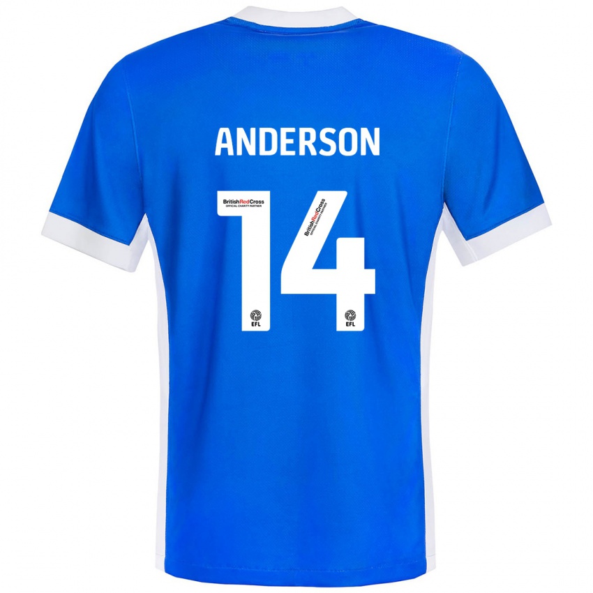 Gyermek Keshi Anderson #14 Kék Fehér Hazai Jersey 2024/25 Mez Póló Ing