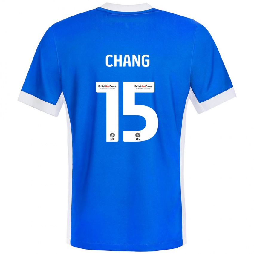 Gyermek Alfie Chang #15 Kék Fehér Hazai Jersey 2024/25 Mez Póló Ing