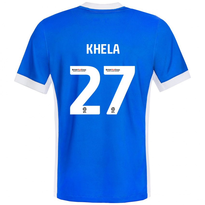 Gyermek Brandon Khela #27 Kék Fehér Hazai Jersey 2024/25 Mez Póló Ing