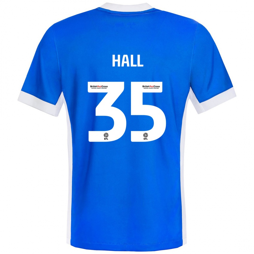 Gyermek George Hall #35 Kék Fehér Hazai Jersey 2024/25 Mez Póló Ing