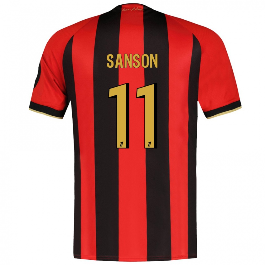 Gyermek Morgan Sanson #11 Piros Fekete Hazai Jersey 2024/25 Mez Póló Ing