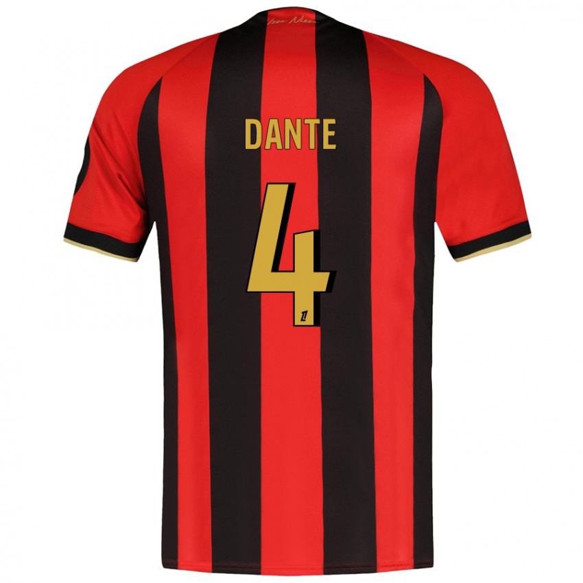 Gyermek Dante #4 Piros Fekete Hazai Jersey 2024/25 Mez Póló Ing