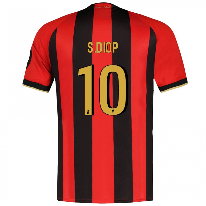 Gyermek Sofiane Diop #10 Piros Fekete Hazai Jersey 2024/25 Mez Póló Ing