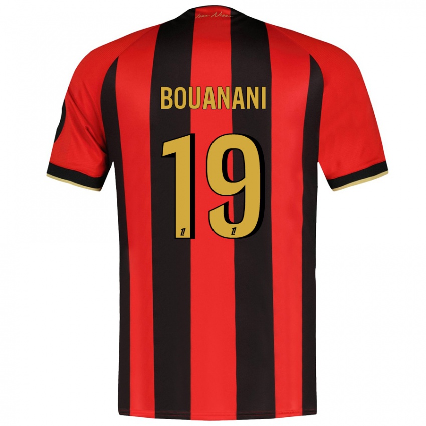 Gyermek Badredine Bouanani #19 Piros Fekete Hazai Jersey 2024/25 Mez Póló Ing