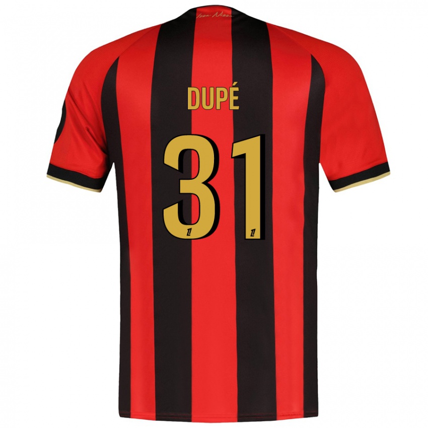 Gyermek Maxime Dupé #31 Piros Fekete Hazai Jersey 2024/25 Mez Póló Ing