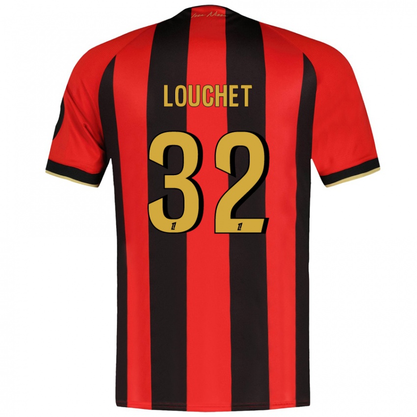 Gyermek Tom Louchet #32 Piros Fekete Hazai Jersey 2024/25 Mez Póló Ing