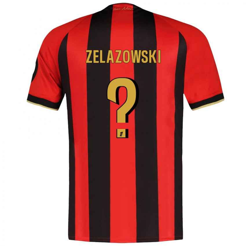 Gyermek Bartosz Zelazowski #0 Piros Fekete Hazai Jersey 2024/25 Mez Póló Ing