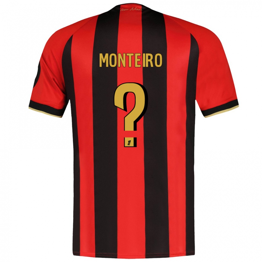 Gyermek Laurenzo Monteiro #0 Piros Fekete Hazai Jersey 2024/25 Mez Póló Ing