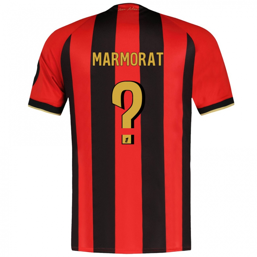 Gyermek Mathéo Marmorat #0 Piros Fekete Hazai Jersey 2024/25 Mez Póló Ing