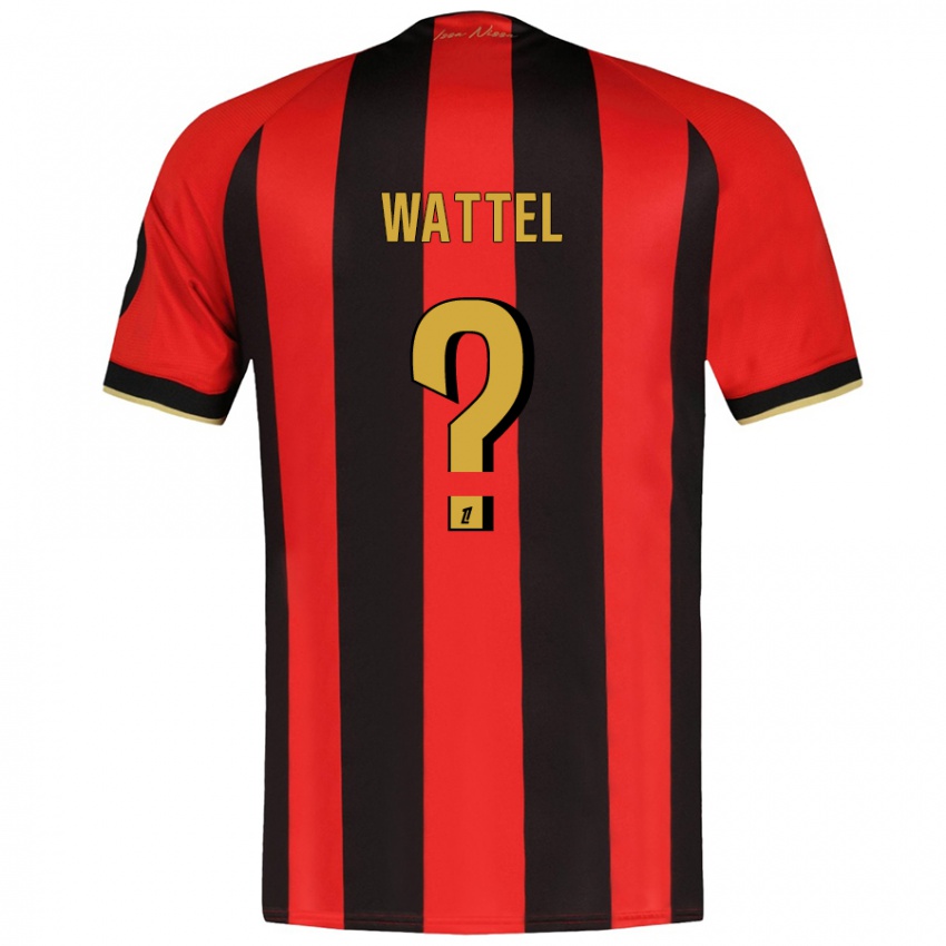 Gyermek Sami Wattel #0 Piros Fekete Hazai Jersey 2024/25 Mez Póló Ing