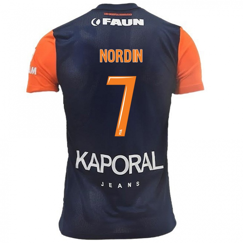 Gyermek Arnaud Nordin #7 Sötétkék Narancs Hazai Jersey 2024/25 Mez Póló Ing