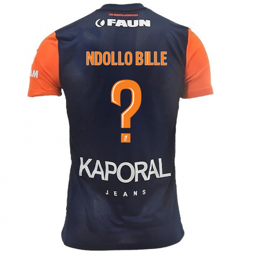 Gyermek Wilfried Ndollo Bille #0 Sötétkék Narancs Hazai Jersey 2024/25 Mez Póló Ing