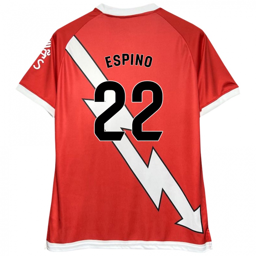 Gyermek Alfonso Espino #22 Fehér Piros Hazai Jersey 2024/25 Mez Póló Ing