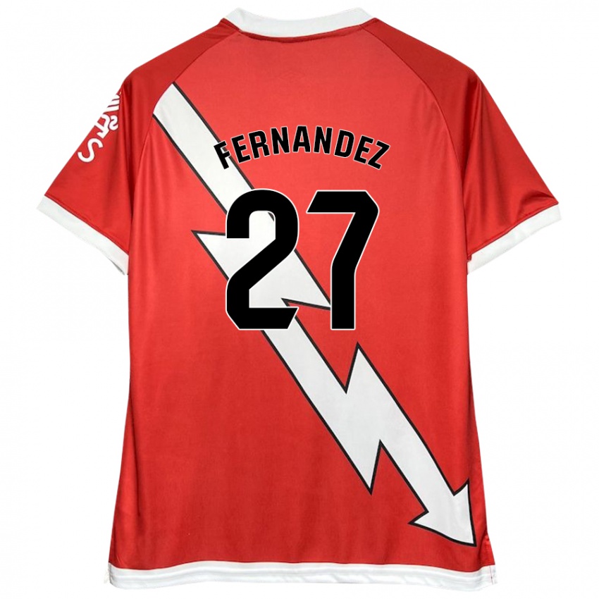 Gyermek Pelayo Fernandez #27 Fehér Piros Hazai Jersey 2024/25 Mez Póló Ing