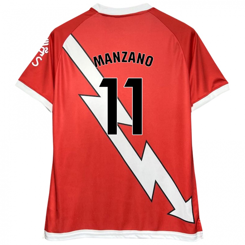 Gyermek Sergio Manzano #11 Fehér Piros Hazai Jersey 2024/25 Mez Póló Ing