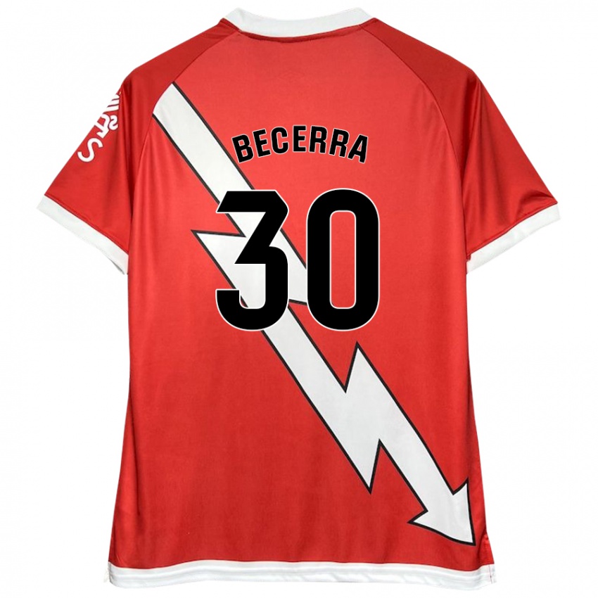 Gyermek Samuel Becerra #30 Fehér Piros Hazai Jersey 2024/25 Mez Póló Ing