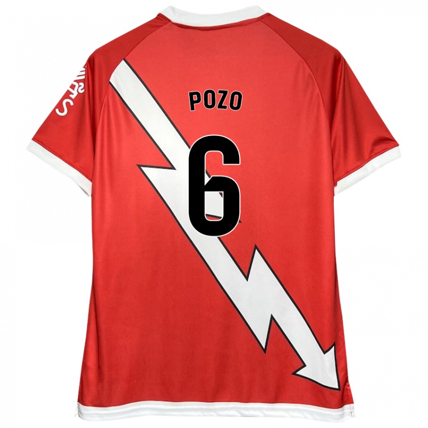 Gyermek José Pozo #6 Fehér Piros Hazai Jersey 2024/25 Mez Póló Ing