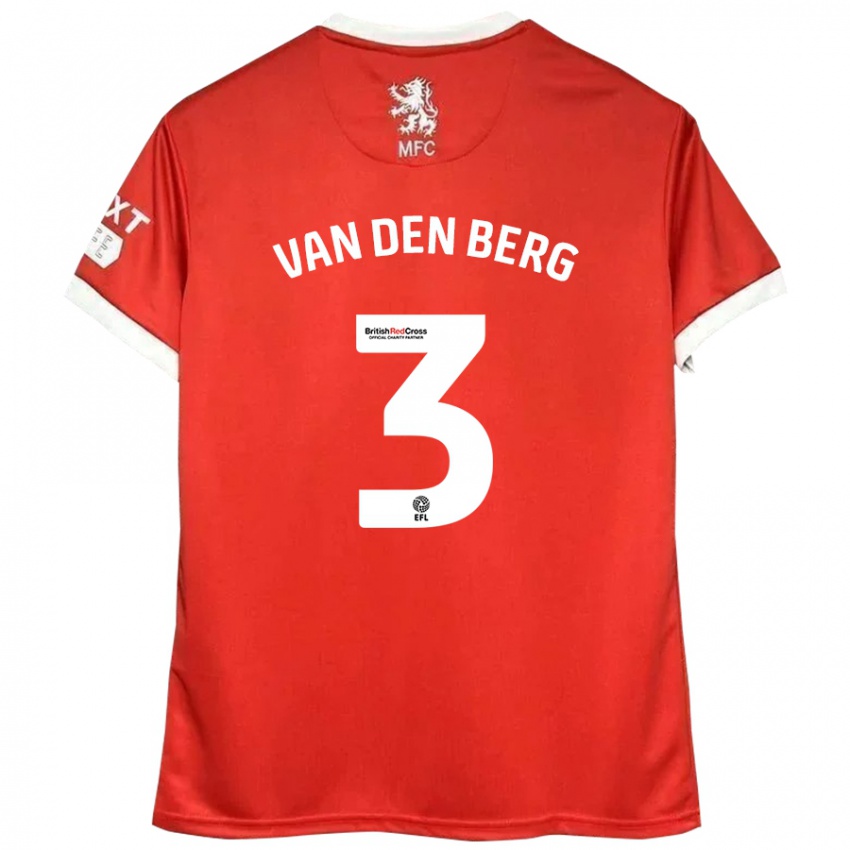 Gyermek Rav Van Den Berg #3 Piros Fehér Hazai Jersey 2024/25 Mez Póló Ing