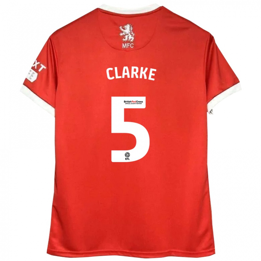 Gyermek Matt Clarke #5 Piros Fehér Hazai Jersey 2024/25 Mez Póló Ing