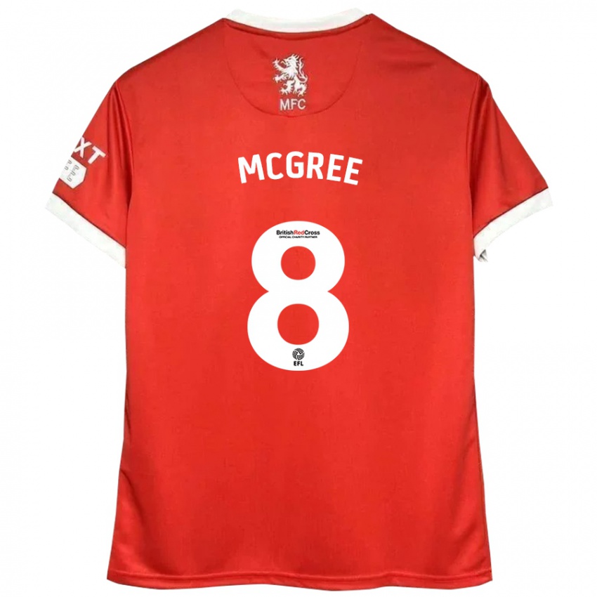 Gyermek Riley Mcgree #8 Piros Fehér Hazai Jersey 2024/25 Mez Póló Ing