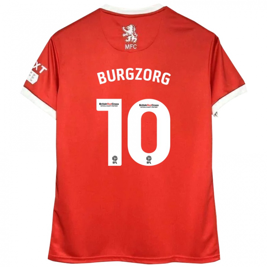 Gyermek Delano Burgzorg #10 Piros Fehér Hazai Jersey 2024/25 Mez Póló Ing