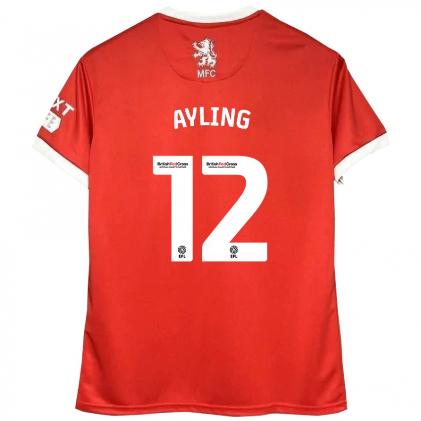 Gyermek Luke Ayling #12 Piros Fehér Hazai Jersey 2024/25 Mez Póló Ing