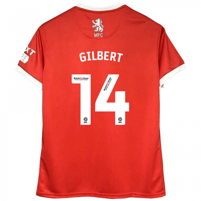 Gyermek Alex Gilbert #14 Piros Fehér Hazai Jersey 2024/25 Mez Póló Ing