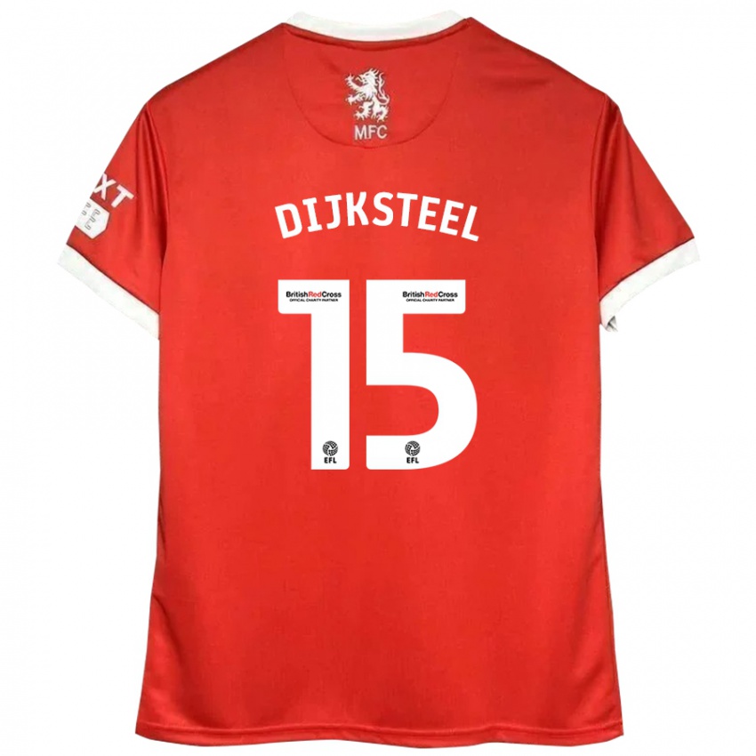 Gyermek Anfernee Dijksteel #15 Piros Fehér Hazai Jersey 2024/25 Mez Póló Ing