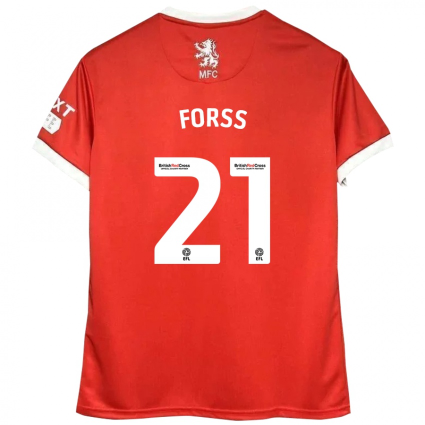 Gyermek Marcus Forss #21 Piros Fehér Hazai Jersey 2024/25 Mez Póló Ing