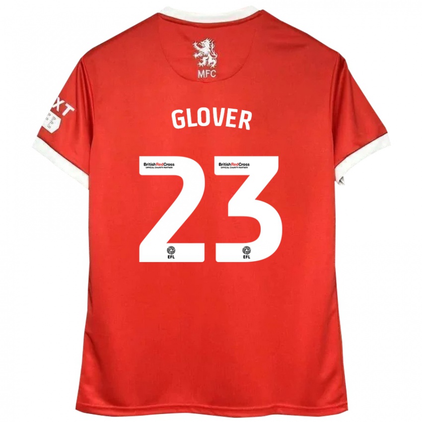 Gyermek Tom Glover #23 Piros Fehér Hazai Jersey 2024/25 Mez Póló Ing