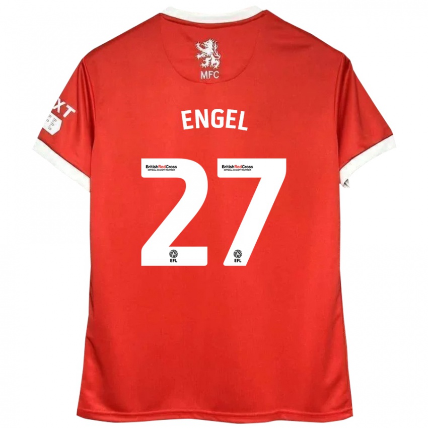 Gyermek Lukas Engel #27 Piros Fehér Hazai Jersey 2024/25 Mez Póló Ing