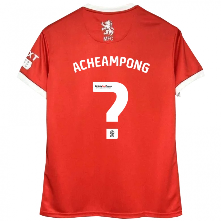 Gyermek Prince Acheampong #0 Piros Fehér Hazai Jersey 2024/25 Mez Póló Ing