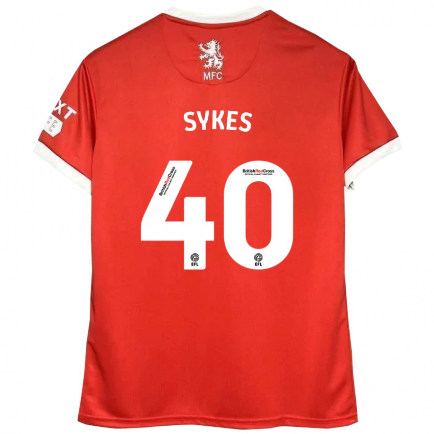 Gyermek Cain Sykes #40 Piros Fehér Hazai Jersey 2024/25 Mez Póló Ing