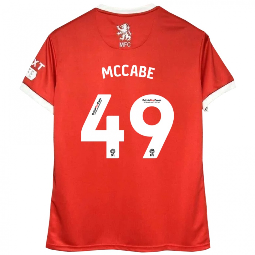 Gyermek Law Mccabe #49 Piros Fehér Hazai Jersey 2024/25 Mez Póló Ing