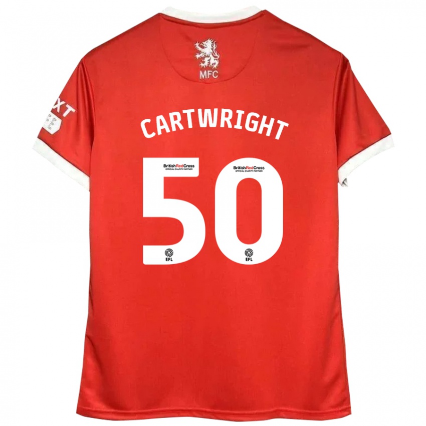 Gyermek Fin Cartwright #50 Piros Fehér Hazai Jersey 2024/25 Mez Póló Ing